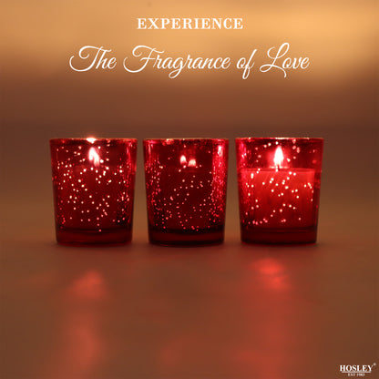 Hosley Set 3 Fragrance Metallic Red Glass Candle