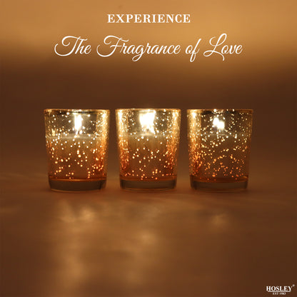 Hosley Set 3 Fragrance Metallic Gold Glass Candle