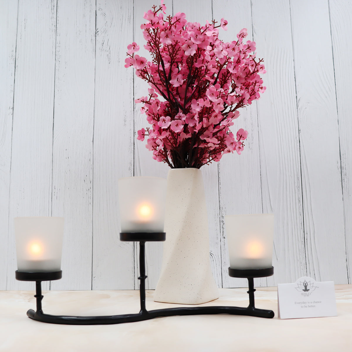 Hosley 29cm Frosted Glass Tealight Holder