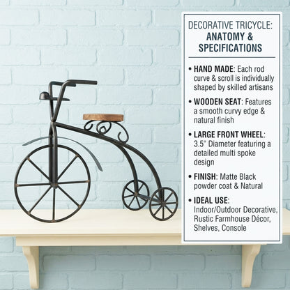Hosley Decorative Metal Bicycle Showpiece, 5.25" High Black, Pack of 1