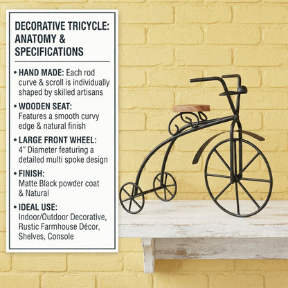 Hosley Decorative Metal Bicycle Showpiece, 7.25" High Pack of 1