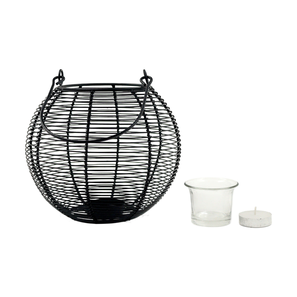 Hosley Tealight Candle Holders, Metal Wire Lantern Candle Holder, Black, Pack of 1