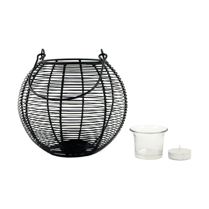 Hosley Tealight Candle Holders, Metal Wire Lantern Candle Holder, Black, Pack of 1