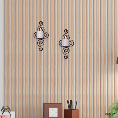 Hosley Set of 2 Decorative Wall Sconce With Free Candles (Black Matte)