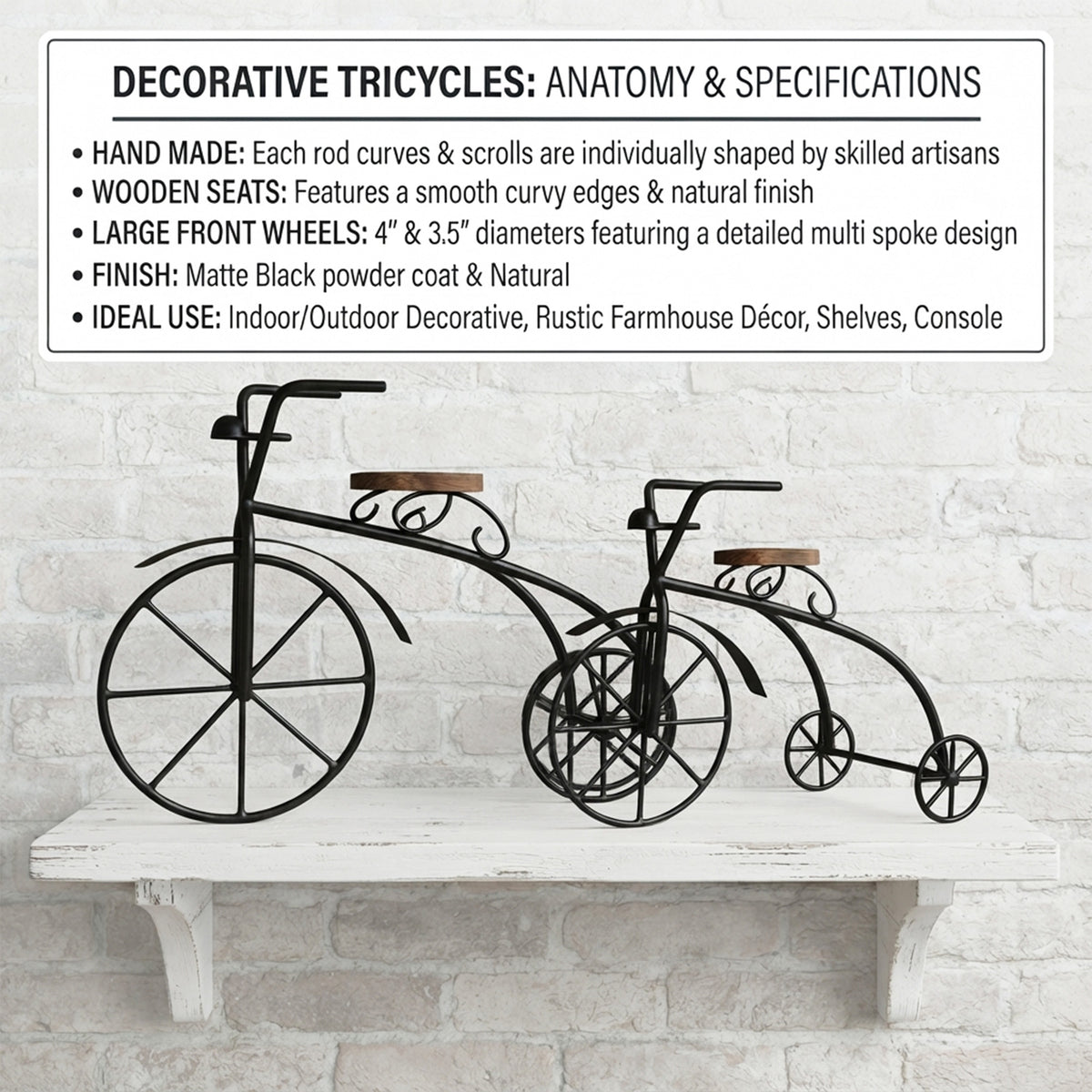 Set of 2 Decorative Metal Bicycle Showpiece