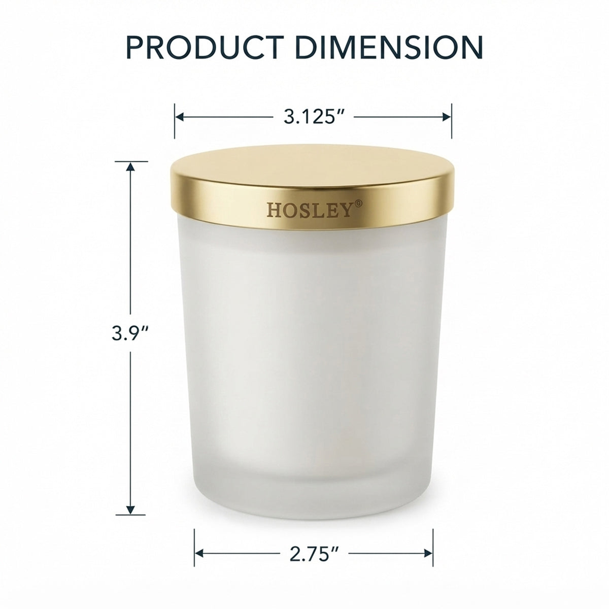HOSLEY Unscented Wax Candle with Frosted Glass Jar