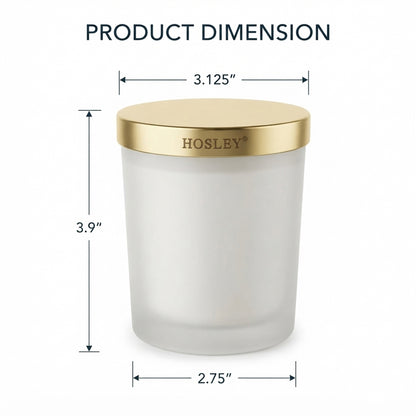 HOSLEY Unscented Wax Candle with Frosted Glass Jar