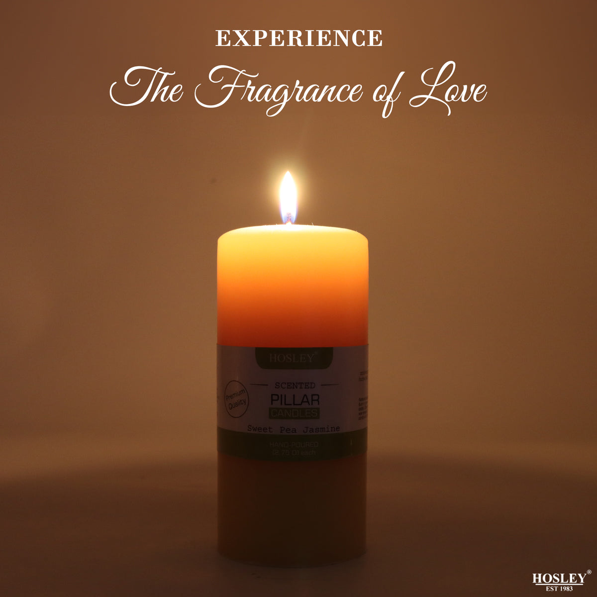 Hosley® Sweet Pea Jasmine Highly Fragranced 6inch Pillar Candle
