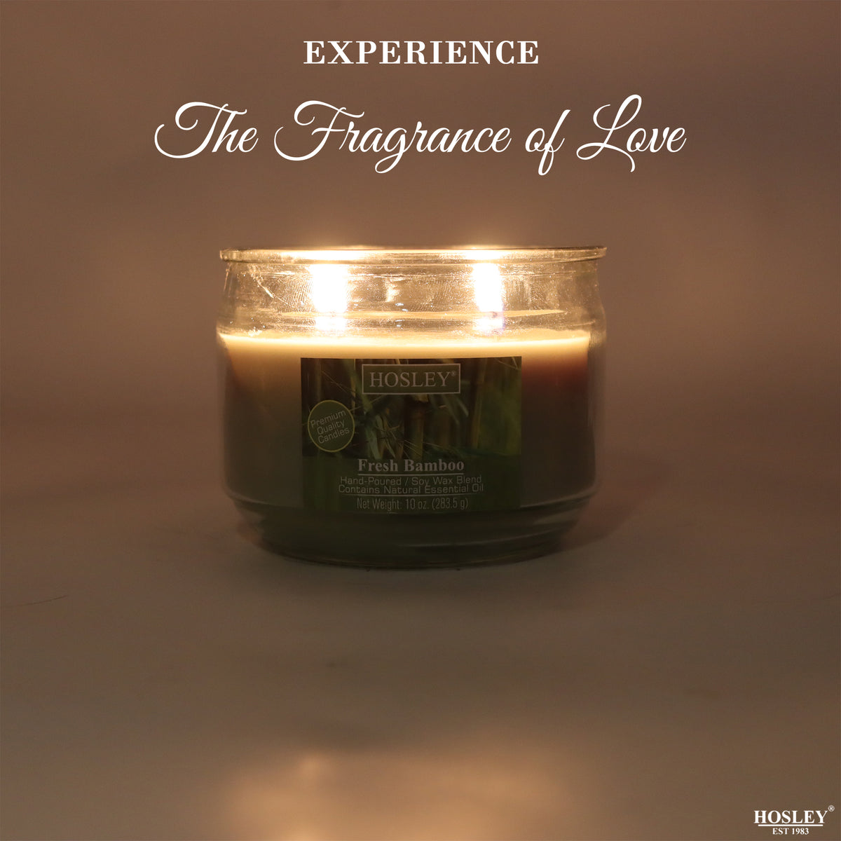 Hosley® Fresh Bamboo  Highly Fragranced, 2 Wick, 10 Oz wax, Jar Candle