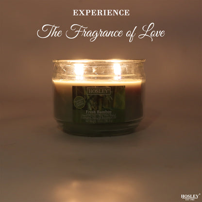 Hosley® Fresh Bamboo  Highly Fragranced, 2 Wick, 10 Oz wax, Jar Candle