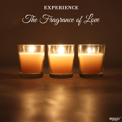 Set of 3 Hosley® Highly Fragranced Sweet Pea Jasmine  Filled Glass Candles, 1.6 Oz wax each