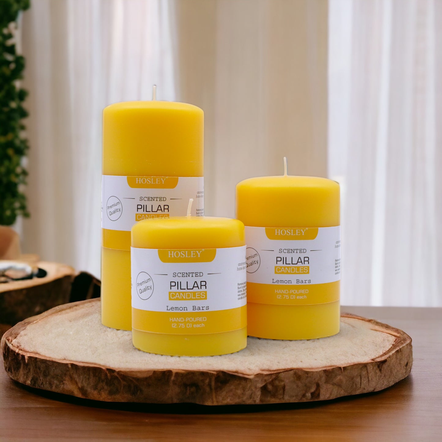 Hosley® Lemon Bar Fragrance Pillar Candles - Set Of 3