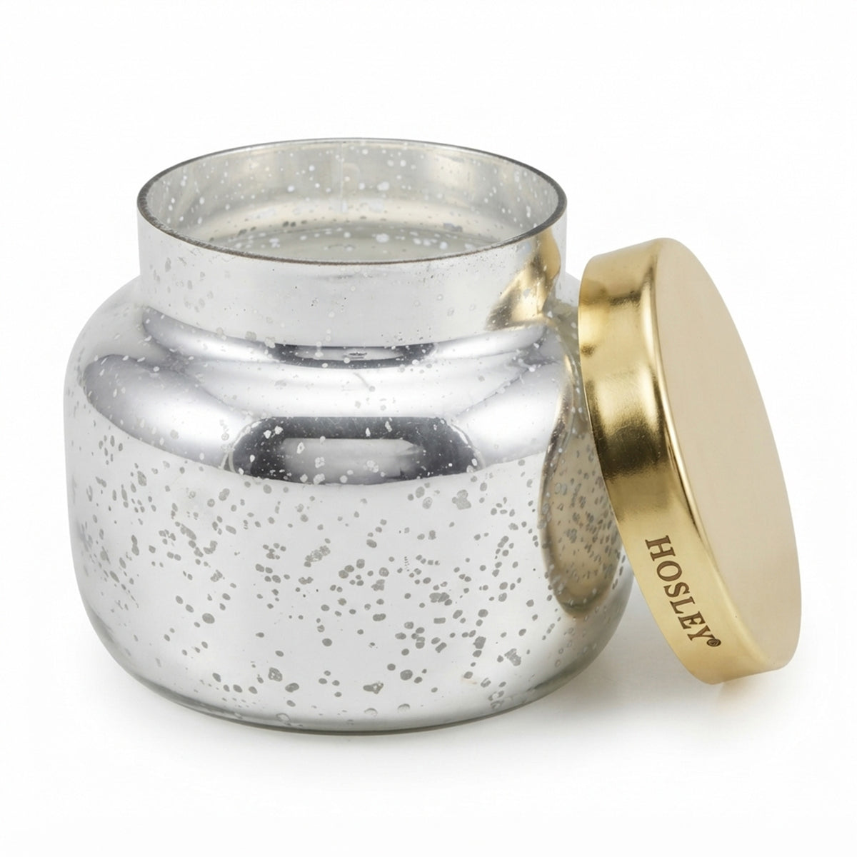 HOSLEY Lavender Silver Mercury Glass Scented Jar Candle with Gold Lid,Pack of 1