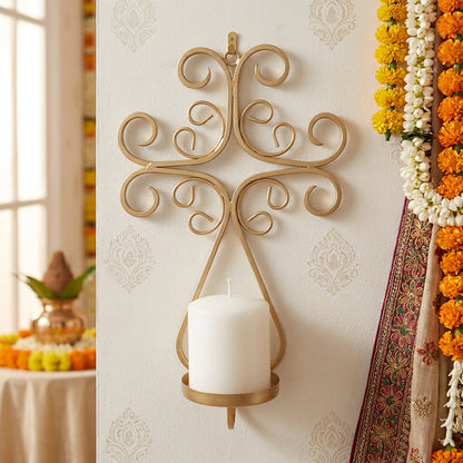 Gold Metal Wall Candle Holder