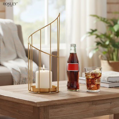 Hosley Metal Pillar Candle Holders with 3 inch Pillar Candle, Pack of 1