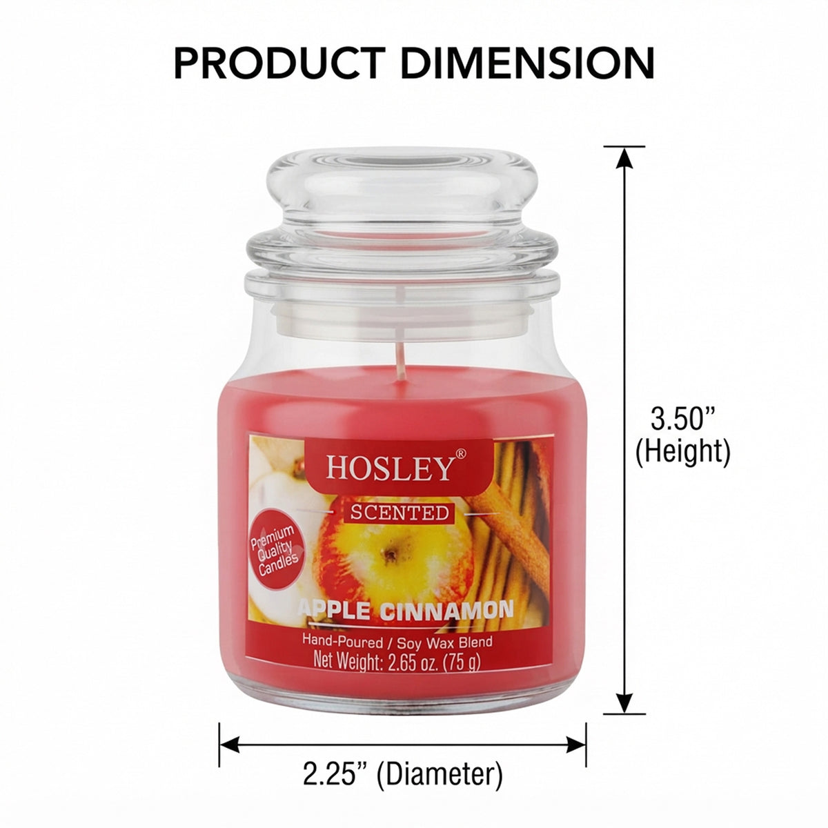 Hosley Apple Cinnamon Fragranced Jar Candle – 2.65 Oz