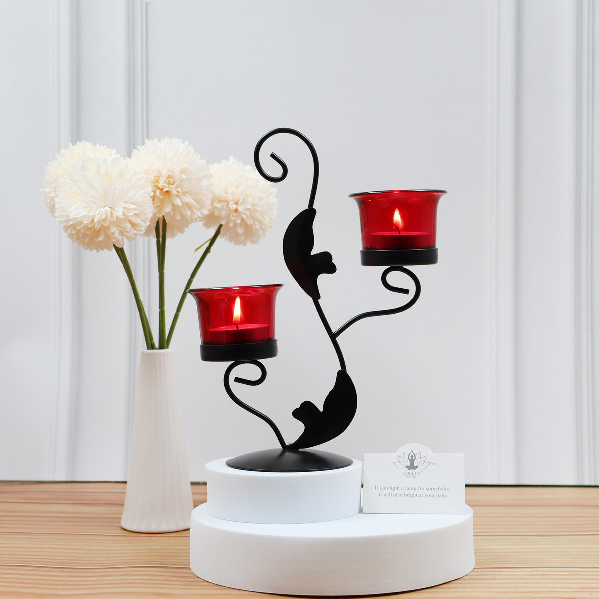 Hosley Black Tealight Candle holder / Table Décoration with free Tealight - Pack Of 1