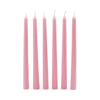 HOSLEY Pack of 6 Rose Fragrance Taper Candles|10 Inch Long|Dinner Candles|Smokeless & Dripless|Celebration Candles|Long Burning|Perfect for Home Decor, Lighting|Burn Time 9 Hours| Baby Pink