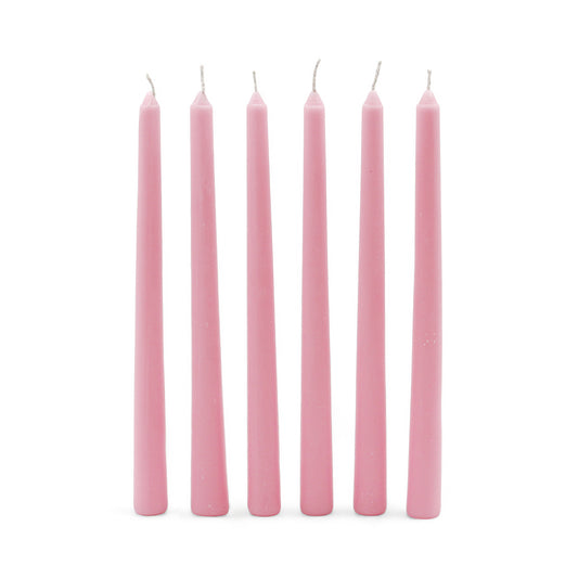 HOSLEY Pack of 6 Rose Fragrance Taper Candles|10 Inch Long|Dinner Candles|Smokeless & Dripless|Celebration Candles|Long Burning|Perfect for Home Decor, Lighting|Burn Time 9 Hours| Baby Pink