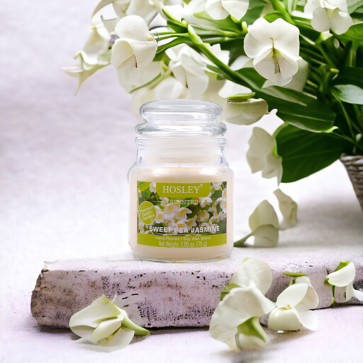 Hosley® Sweet Pea Jasmine Highly Fragranced, 2.65 Oz wax, Jar Candle
