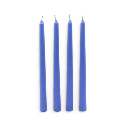 HOSLEY Pack of 4 Blue Taper Candles Long Candles|10 Inch Long|Dinner Candles|Smokeless & Dripless|Celebration Candles|Long Burning|Perfect for Home Decor, Lighting|Burn Time 9 Hours| Unscented