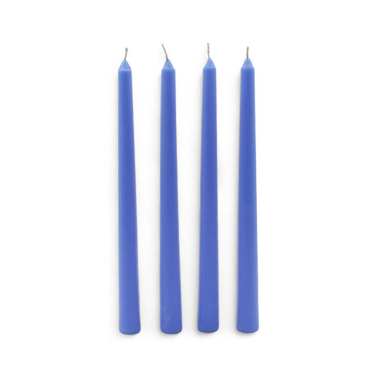 HOSLEY Pack of 4 Blue Taper Candles Long Candles|10 Inch Long|Dinner Candles|Smokeless & Dripless|Celebration Candles|Long Burning|Perfect for Home Decor, Lighting|Burn Time 9 Hours| Unscented