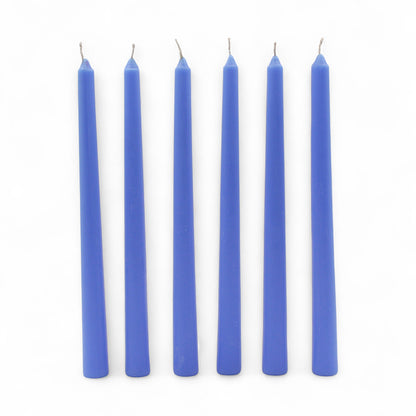HOSLEY Pack of 6 Blue Taper Candles Long Candles|10 Inch Long|Dinner Candles|Smokeless & Dripless|Celebration Candles|Long Burning|Perfect for Home Decor, Lighting|Burn Time 9 Hours| Unscented