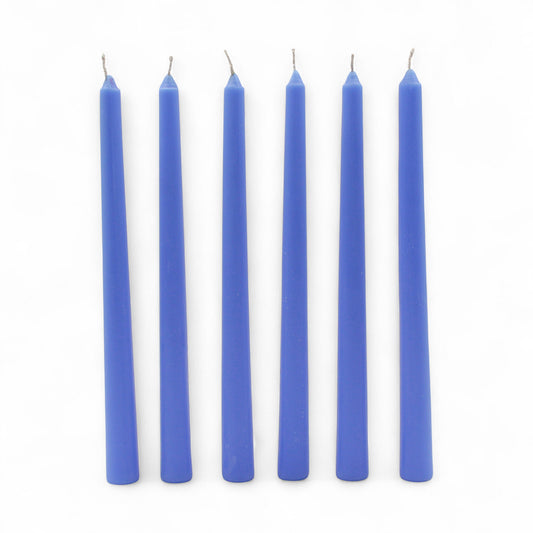 HOSLEY Pack of 6 Blue Taper Candles Long Candles|Burn Time 9 Hours| Unscented
