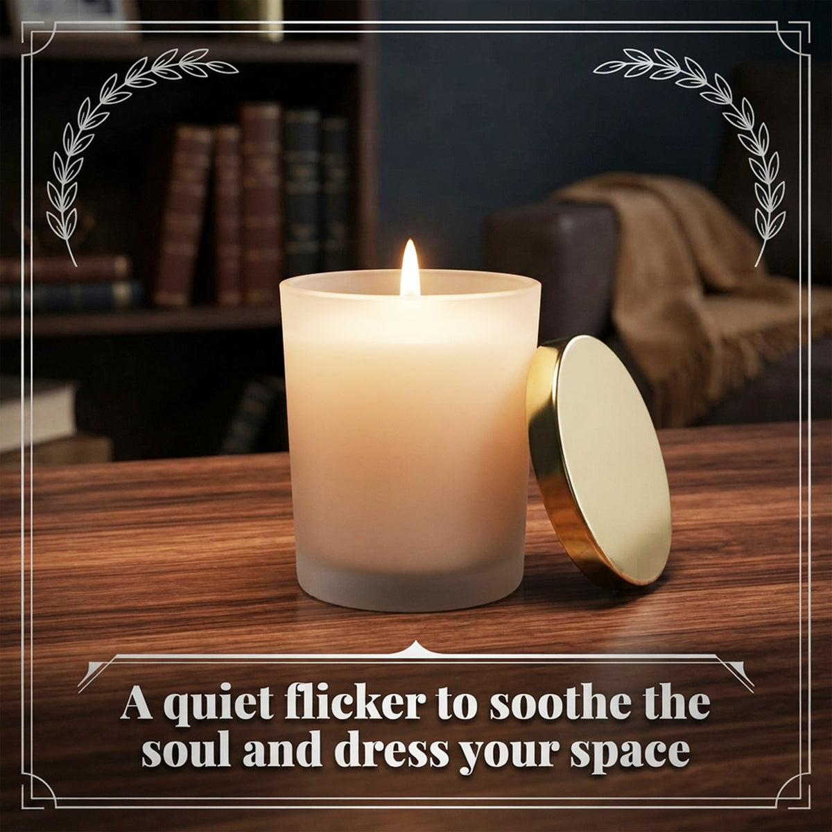 HOSLEY Vanilla Scented Candle with Frosted Glass Jar