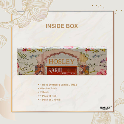 HOSLEY Vanilla Sugar Reed Diffuser | Rakhi Gift Set | 35 ml