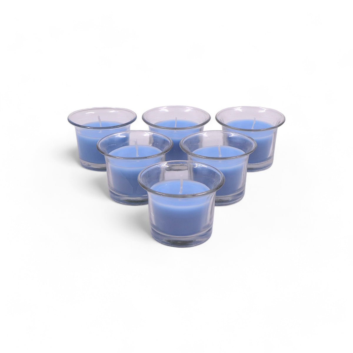 Hosley Highly Fragranced Carribean Breeze Filled Votive Glass Decoration Candles - Pack of 6, Blue