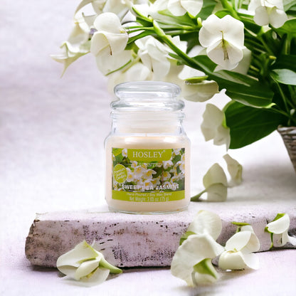 Set of 3 Hosley®  Sweet Pea Jasmine Highly Fragranced Jar Candles 2.65 Oz wax each