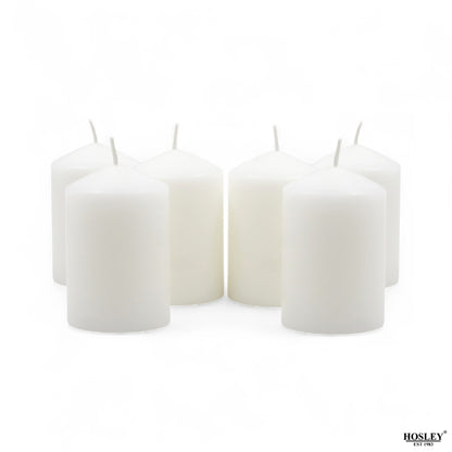 Hosley 2x3 High Pillar Candles, Set of 6. White, Unscented. Bulk Buy, Using a Wax Blend. Ideal, Emergency Lanterns, Spa, Aromatherapy, Party, Reiki, Candle Gardens