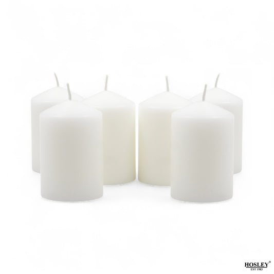 Hosley 2x3 High Pillar Candles, Set of 6. White, Unscented. Bulk Buy, Using a Wax Blend. Ideal, Emergency Lanterns, Spa, Aromatherapy, Party, Reiki, Candle Gardens