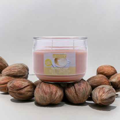 Hosley® Hazelnut Creme Highly Fragranced, 2 Wick, 10 Oz wax, Jar Candle