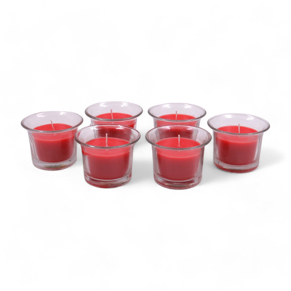 Hosley Highly Fragranced Apple Cinamon Filled Votive Glass Decoration Candles - Pack of 6, Red