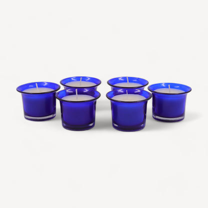 Hosley Highly Fragranced Lavender Filled Votive Glass Candle Holder - Pack of 6, Blue