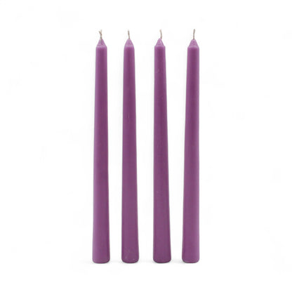 HOSLEY Pack of 4 Purple Taper Candles|10 Inch Long|Dinner Candles|Smokeless & Dripless|Celebration Candles|Long Burning|Perfect for Home Decor, Lighting|Burn Time 9 Hours| Unscented