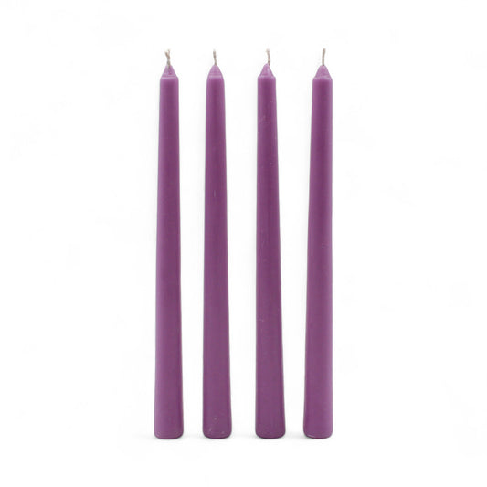 HOSLEY Pack of 4 Purple Taper Candles|10 Inch Long|Dinner Candles|Smokeless & Dripless|Celebration Candles|Long Burning|Perfect for Home Decor, Lighting|Burn Time 9 Hours| Unscented