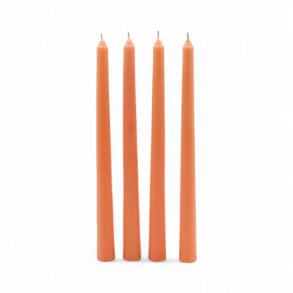 Hosley Unscented Orange Taper Candles – Set of 4, 25.4cm