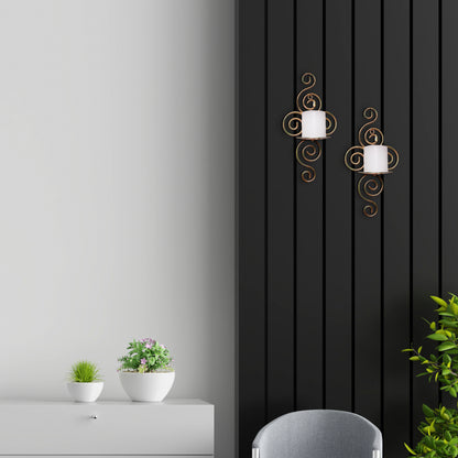 Hosley® Wall Candle Scone, Set of 2 Elegant Swirling Iron Hanging Wall Mounted Decorative Candle Holder For Home Decoration
