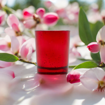 Hosley Set 3 Fragrance Metallic Red Glass Candle