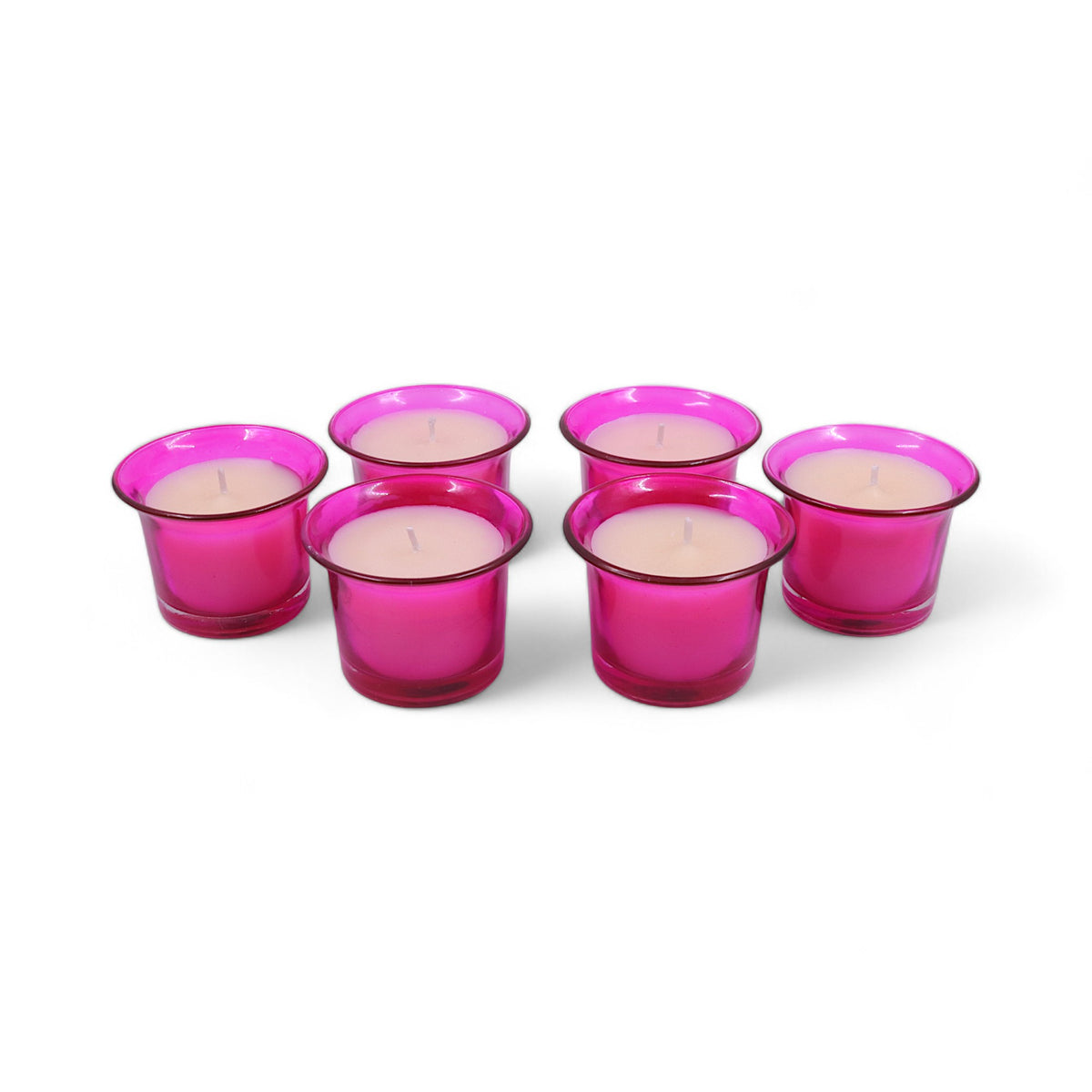 Hosley Highly Fragranced Rose Filled Votive Glass Candle Holder - Pack of 6, Pink