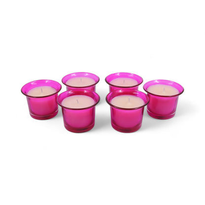 Hosley Highly Fragranced Rose Filled Votive Glass Candle Holder - Pack of 6, Pink