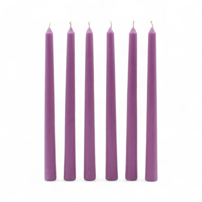HOSLEY Pack of 6 Purple Taper Candles|10 Inch Long|Dinner Candles|Smokeless & Dripless|Celebration Candles|Long Burning|Perfect for Home Decor, Lighting|Burn Time 9 Hours| Unscented
