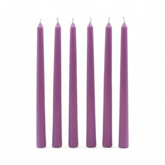 HOSLEY Pack of 6 Purple Taper Candles|10 Inch Long|Dinner Candles|Smokeless & Dripless|Celebration Candles|Long Burning|Perfect for Home Decor, Lighting|Burn Time 9 Hours| Unscented