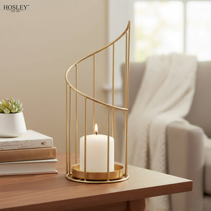Hosley Metal Pillar Candle Holders with 3 inch Pillar Candle, Pack of 1