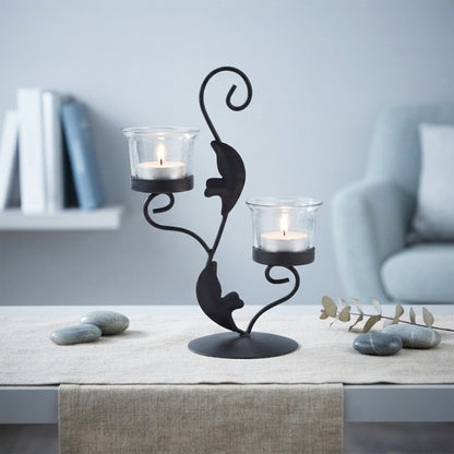 Hosley Decorative Tealight Holder with 2 Clear Glasses