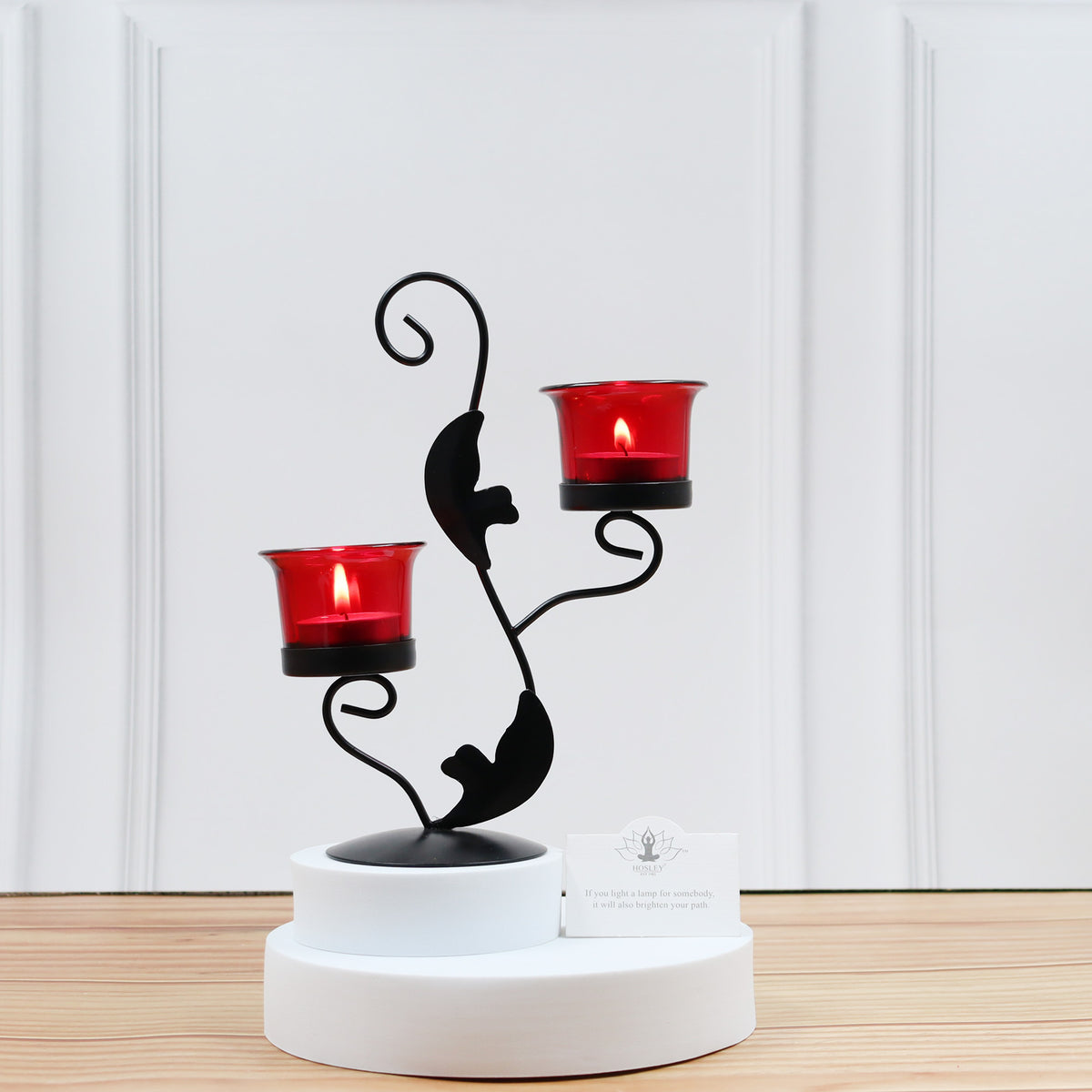 Hosley Black Tealight Candle holder / Table Décoration with free Tealight - Pack Of 1