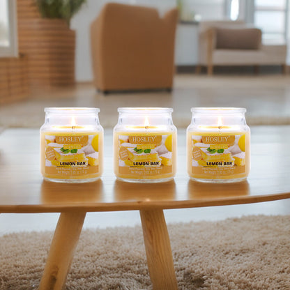 Set of 3 Hosley® Lemon Bar  Highly Fragranced Jar Candles, 2.65 Oz wax each